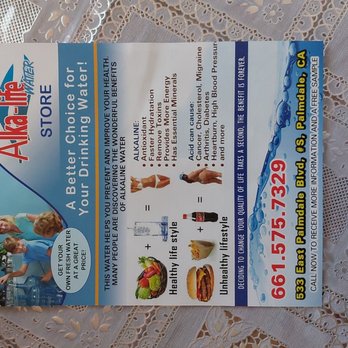 Alka-Life - Flyer with address and phone number - Water Stores Near Me - Palmdale, California