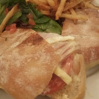 CAFÉ LULUc - Pressed turkey sandwich on ciabatta. Served with shoestring fries and dressed spring mix. $13.5 - French Near Me - Brooklyn, New York CAFÉ LULUc - Pressed turkey sandwich on ciabatta. Served with shoestring fries and dressed spring mix. $13.5 - French Near Me - Brooklyn, New York