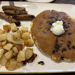Trifecta (Chocolate Chip Pancake, Turkey Sausage, and Potatoes) Trifecta (Chocolate Chip Pancake, Turkey Sausage, and Potatoes)