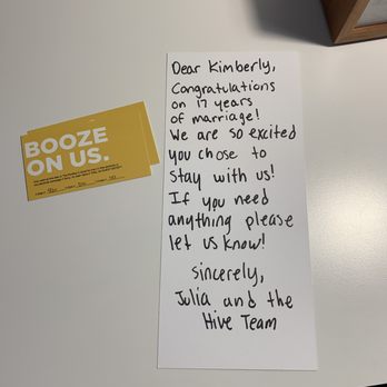 Hotel Hive - Hand written letter from Julie and the staff. - Hotels Near Me - Washington, DC, District of Columbia Hotel Hive - Hand written letter from Julie and the staff. - Hotels Near Me - Washington, DC, District of Columbia