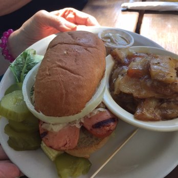 Altdorf Biergarten - Huge dawgs! - German Near Me - Fredericksburg, Texas