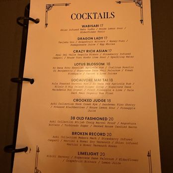 RM 38 - Cocktail menu - Speakeasies Near Me - Honolulu, Hawaii RM 38 - Cocktail menu - Speakeasies Near Me - Honolulu, Hawaii