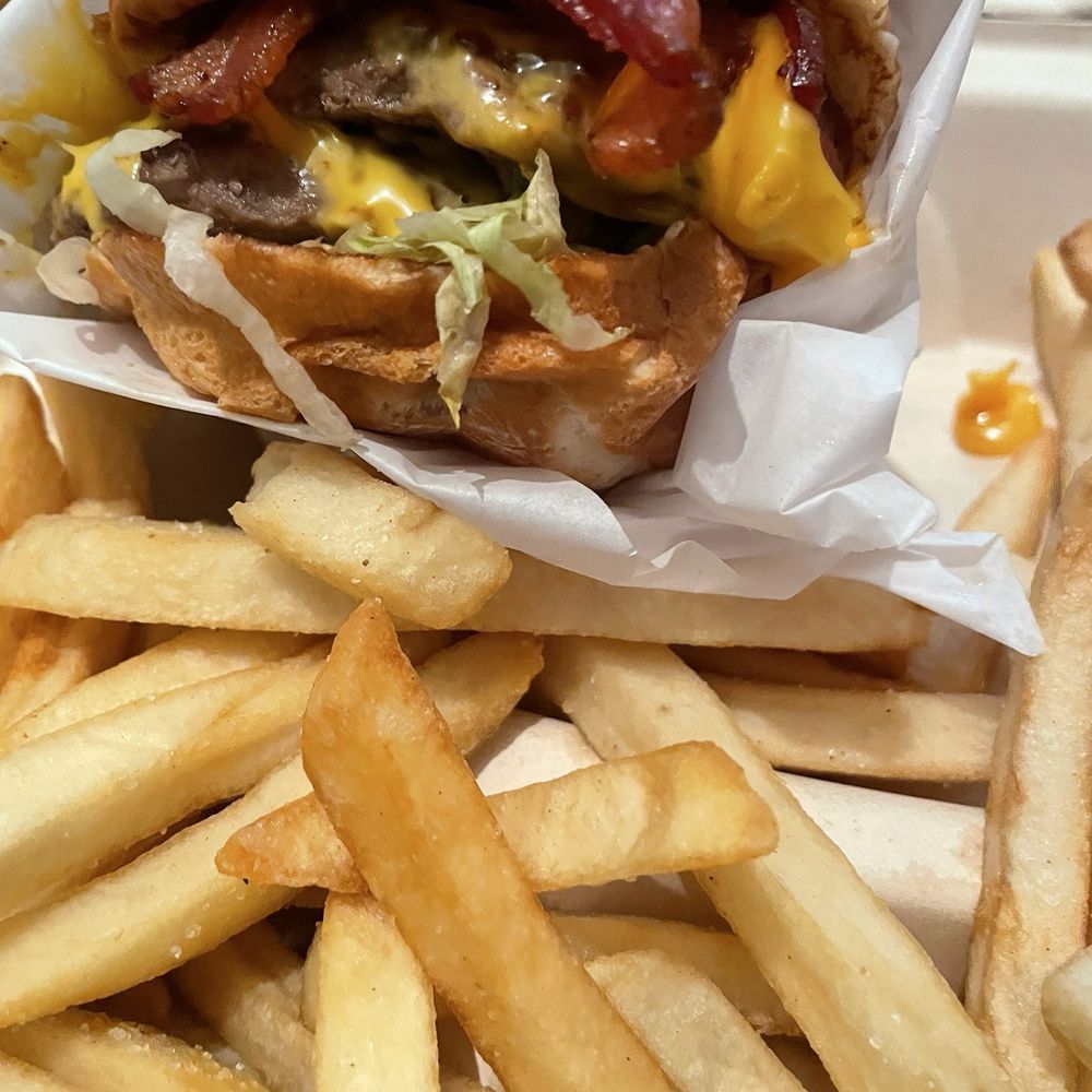 The Burgerstop - Bacon Double Cheeseburger with French Fries & Drink, 24 oz. Combo - Burgers Near Me - Norwalk, California