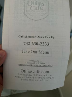 Menu photo 1 Otilia's Cafe Spotswood, NJ Menu photo 1 Otilia's Cafe Spotswood, NJ