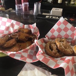 1836 Saloon - Garlic parm wings and bavarian pretzels (u get 3 pretzels but i was hungry lol)