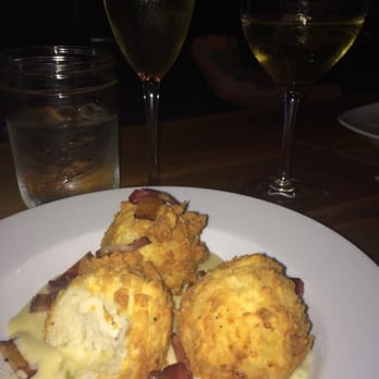 The Chef's Table - Mashed Potato Tater Tots with Green Chile Queso and Bacon. - New American Near Me - Rocklin, California
