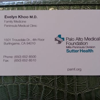 Evelyn Khoo, M.D - 9/12/13 Business Card - Family Practice Near Me - Burlingame, California