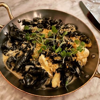 Tagliata - Squid ink Campanella with blue crab - Italian Near Me - Baltimore, Maryland Tagliata - Squid ink Campanella with blue crab - Italian Near Me - Baltimore, Maryland