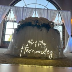 Moving heads behind custom LED name.