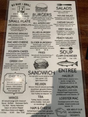 Menu photo 2 B2 Bar and Grill Eugene, OR