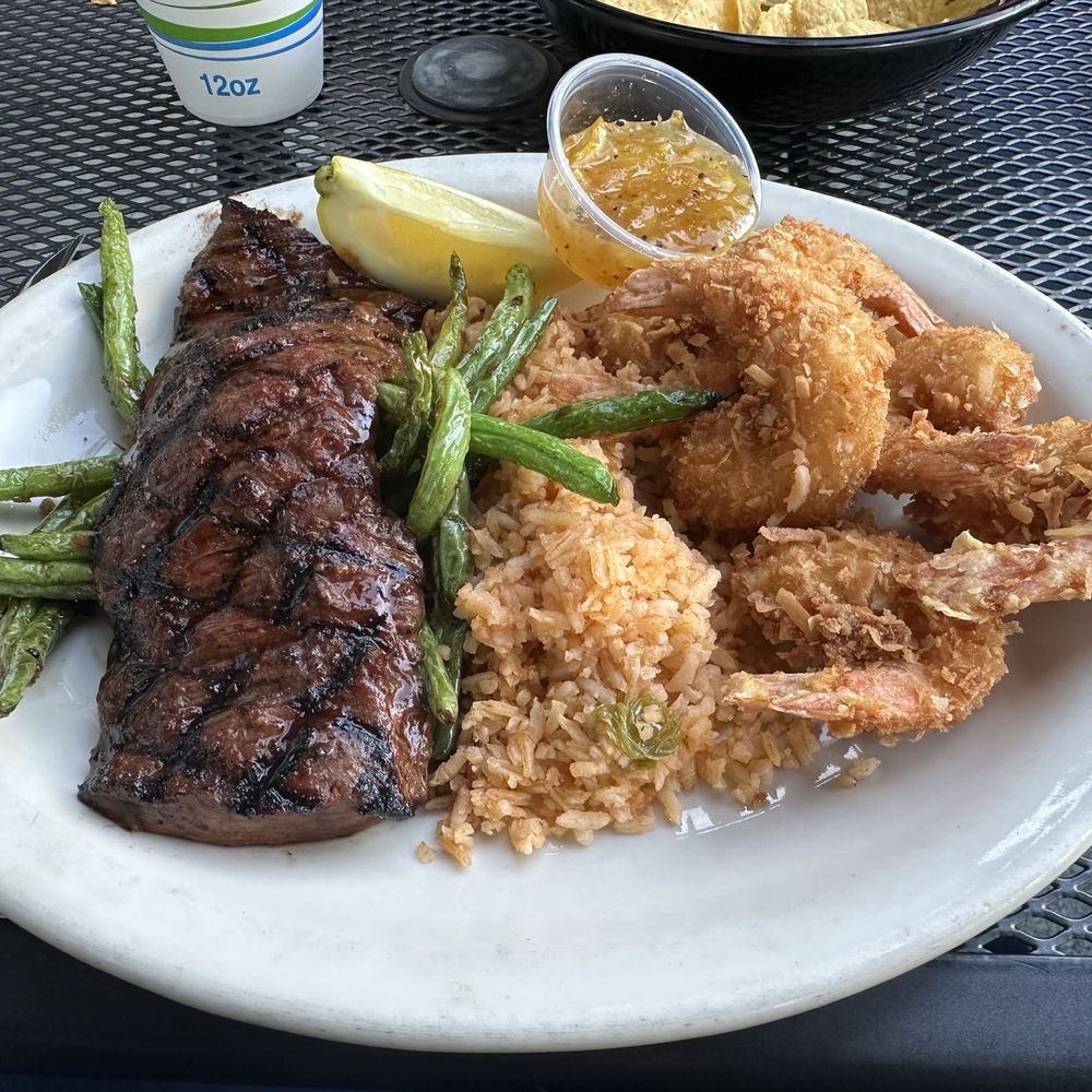 Carne asada and coconut shrimp