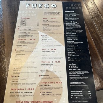 Fuego Tortilla Grill - Fuego Menu - Tex-Mex Near Me - San Marcos, Texas