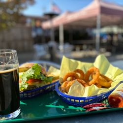 Carpo's Restaurant - Grilled veggie burger with onion rings