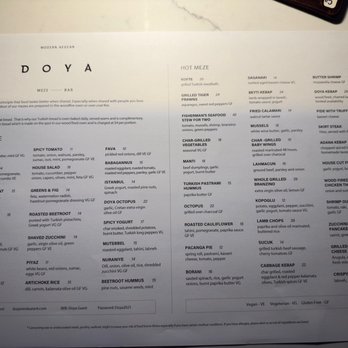 Doya - Dinner menu - Turkish Near Me - Miami, Florida
