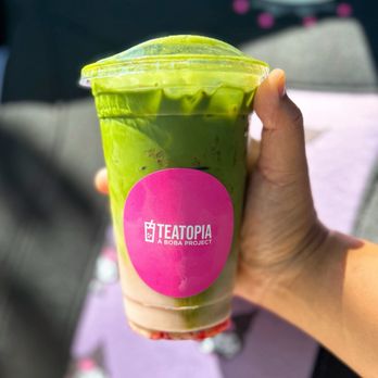 Teatopia - Strawberry Matcha Latte - Coffee & Tea Near Me - Brea, California