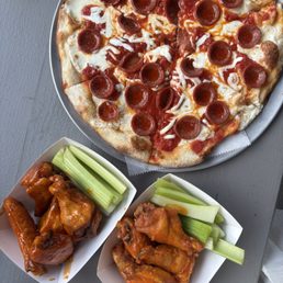 10pcs Chicken Wings and Pepperoni Pizza. 10pcs Chicken Wings and Pepperoni Pizza.