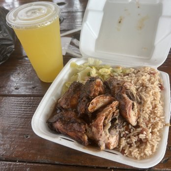 Island Jerk Shack - Jerk Chicken with Ginger Pineapple drink - Caribbean Near Me - Seffner, Florida