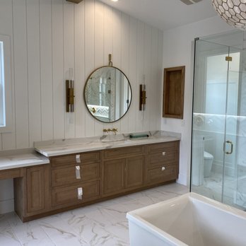 LBJ Flooring - Custom vanity ships laugh and learn in the ceiling countertops sconces - Flooring Near Me - Corona, California