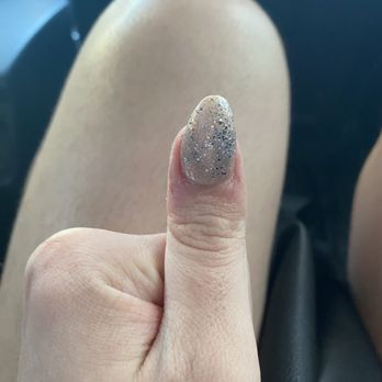 Nails By Christine - crooked nail with splotchy glitter - Nail Technicians Near Me - Los Angeles, California Nails By Christine - crooked nail with splotchy glitter - Nail Technicians Near Me - Los Angeles, California