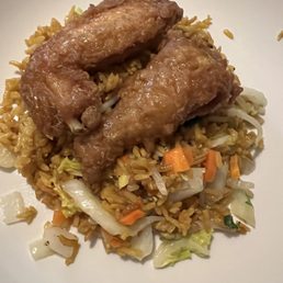 Honey chicken and vegetable fried rice. I ordered 6 honey chicken wings and a small veggie rice. I didn't photograph it all here.