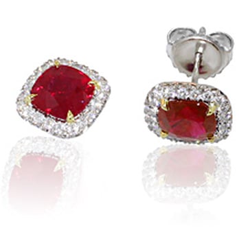 Bryant & Sons - Cushion Ruby Earrings - Jewelry Near Me - Santa Barbara, California