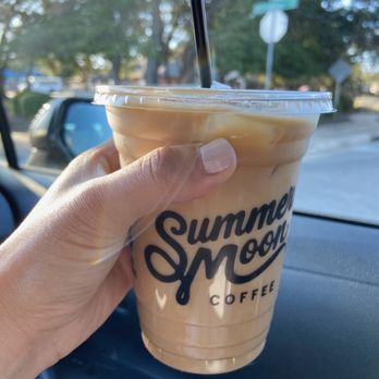 Summer Moon Coffee - Iced quarter moon latte - Coffee & Tea Near Me - Cedar Park, Texas