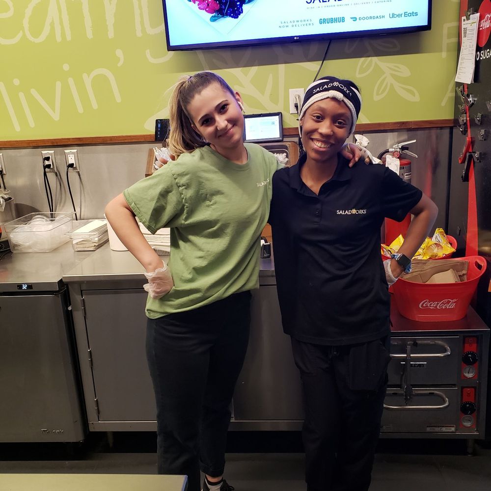 Saladworks - Lauren left and Sanaisha right with big smiles. - Salad Near Me - Westfield, Indiana Saladworks - Lauren left and Sanaisha right with big smiles. - Salad Near Me - Westfield, Indiana