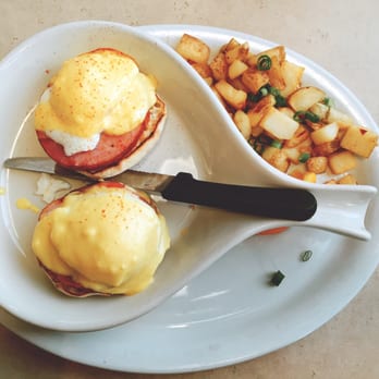 Egg Harbor Cafe - My first Egg's Benedict with a side of potatoes. - Breakfast & Brunch Near Me - Schaumburg, Illinois