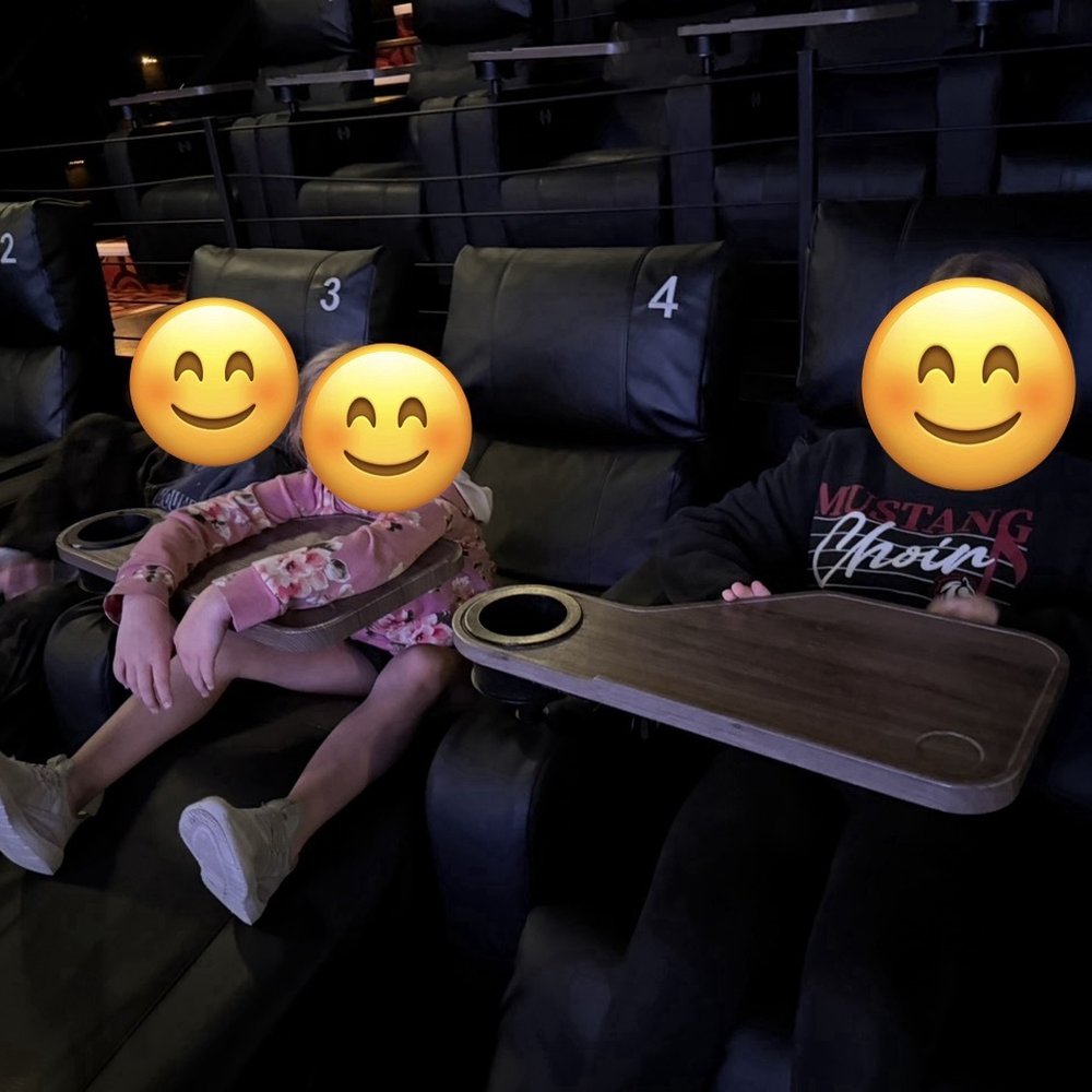 Cinemark West Plano XD and ScreenX - Very comfortable reclining seats that are clearly marked with the seat number. Tray swivels for easy in/out. - Cinema Near Me - Plano, Texas