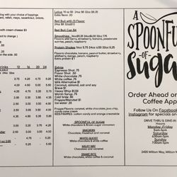 A Spoonful Of Sugar Cafe - Menu page 1