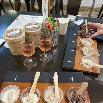 Sweet Wynns - a flight of seasonal flavors + complimentary wine + our customized pint containers - Ice Cream & Frozen Yogurt Near Me - Richmond, Virginia