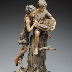 Pitzer's Fine Arts - Loving Learning by Angela De La Vega, Bronze, 32 x 16 x 16