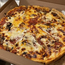 F & O's - Felix and Oscar's - Large pepperoni and mushroom cheese topper pizza.