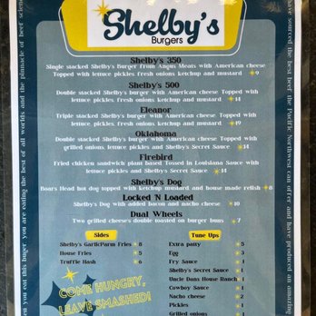 Shelby's Burgers - Menu 6/14/2023 - Burgers Near Me - Spokane, Washington Shelby's Burgers - Menu 6/14/2023 - Burgers Near Me - Spokane, Washington