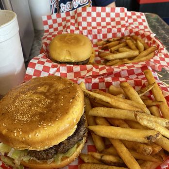 Hippo Burgers - Kids cheeseburger with fries and the mushroom burger with fries. - Burgers Near Me - Spring, Texas Hippo Burgers - Kids cheeseburger with fries and the mushroom burger with fries. - Burgers Near Me - Spring, Texas