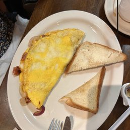 Ham and Cheese Omelette with Toast