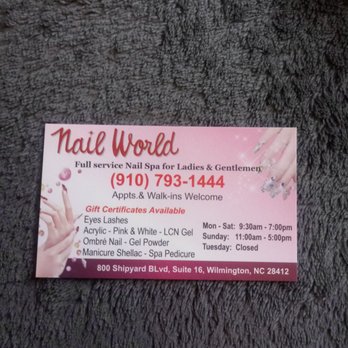 Nail World - Nail salon business card. - Nail Salons Near Me - Wilmington, North Carolina