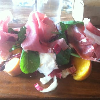 Gjelina - Peach, burratta, prosciutto - New American Near Me - Venice, California Gjelina - Peach, burratta, prosciutto - New American Near Me - Venice, California