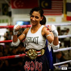 Danzig MMA - Angela Danzig after winning her Amateur Muay Thai title fight.