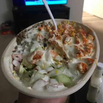 NJ Halal Bowls - This is drowning in disgusting white sauce that we didn't ask for! Either too spicy or bland - Mediterranean Near Me - Edison, New Jersey NJ Halal Bowls - This is drowning in disgusting white sauce that we didn't ask for! Either too spicy or bland - Mediterranean Near Me - Edison, New Jersey