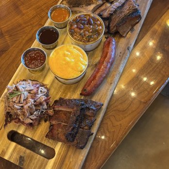Ruby Red's BBQ - The Platter with mac n cheese and brisket beans - Barbeque Near Me - La Habra, California Ruby Red's BBQ - The Platter with mac n cheese and brisket beans - Barbeque Near Me - La Habra, California