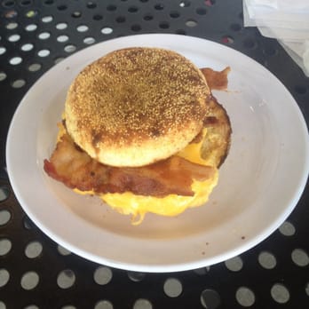 Scratch Bakery Cafe - Bacon egg and cheese breakfast on a English muffin - Cafes Near Me - Laguna Hills, California Scratch Bakery Cafe - Bacon egg and cheese breakfast on a English muffin - Cafes Near Me - Laguna Hills, California