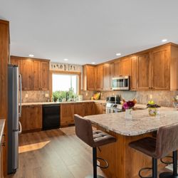 Ovenell's Cabinets - European Frameless, Stained Rustic Hickory, Shaker and Slab Fronts, undercabinet lighting