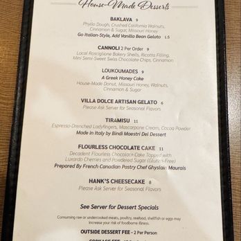 Anthonino's Taverna - Dessert Menu - August 2026 - Greek Near Me - Saint Louis, Missouri