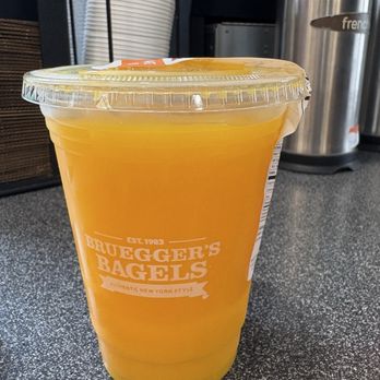 Bruegger's Bagels - Poured Orange Juice - Bagels Near Me - Santa Ana, California Bruegger's Bagels - Poured Orange Juice - Bagels Near Me - Santa Ana, California