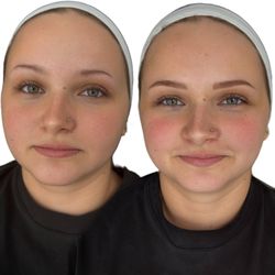 Beyond Brows ABQ - Before and After: combo Brow with a focus of hair strokes in the front and shading throughout.