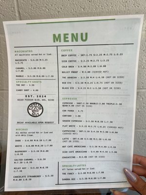Menu photo 8 Espresso Self Desert Hot Springs, CA