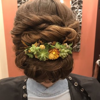 Salon Amaryllis - Updo with succulent hairpiece. - Waxing Near Me - Lincoln, Nebraska Salon Amaryllis - Updo with succulent hairpiece. - Waxing Near Me - Lincoln, Nebraska