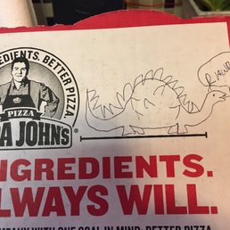 I love you guys! Not only are you our favorite pizza place, but my "special request" for a dinosaur was acknowledged! I love you guys! Not only are you our favorite pizza place, but my "special request" for a dinosaur was acknowledged!