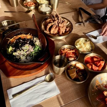 Gangsan - Bulgogi bibimbop, whole fried calamari - Korean Near Me - Redwood City, California